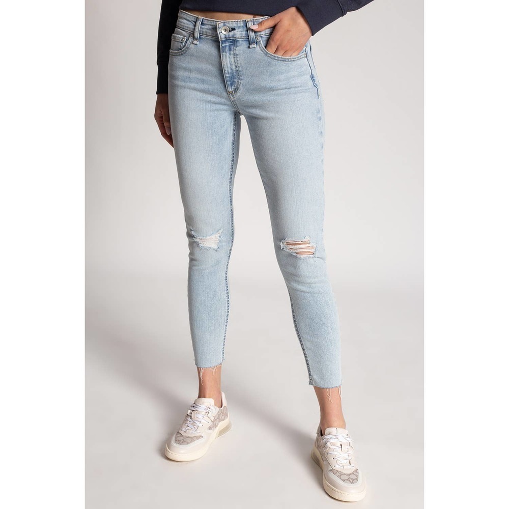 rag & bone NWT Cate Mid-Rise Ripped Raw Hem Ankle Skinny Jeans Montauk Size 29